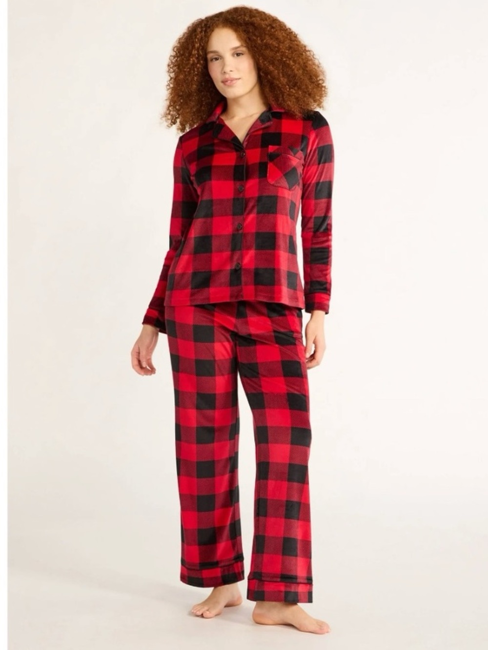 Plush Plaid Pajama Set